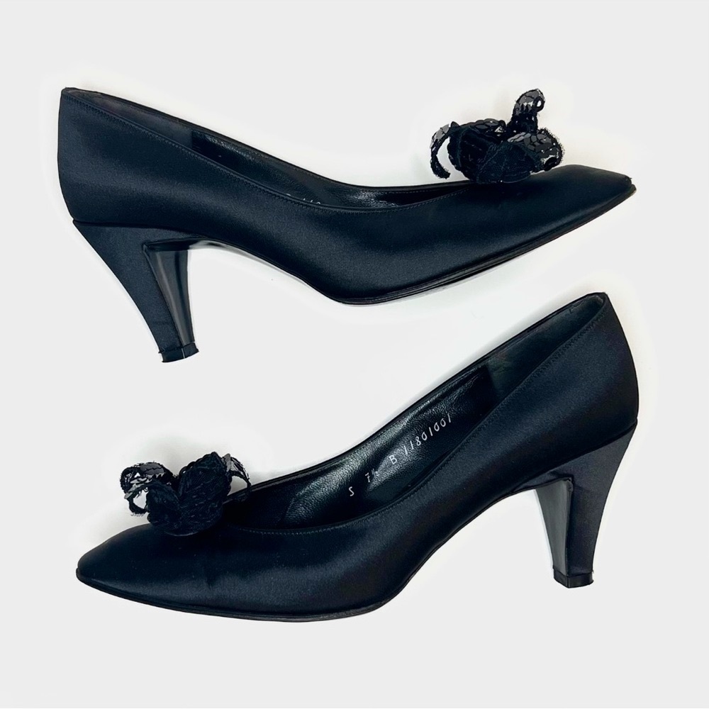 Vintage Charles Jourdan Paris Satin Pumps View 4